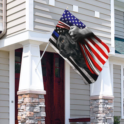 Black Labrador. The Thin Blue Line America US Flag