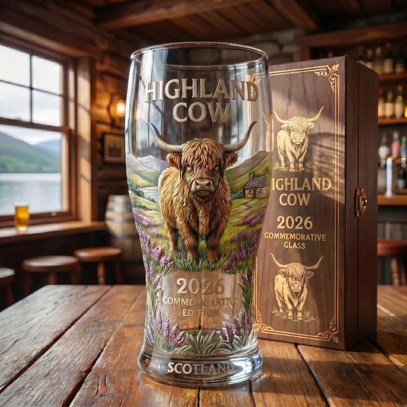 Last Day Promo: 49% OFF - Highland Cow 2026 Commemorative Glass