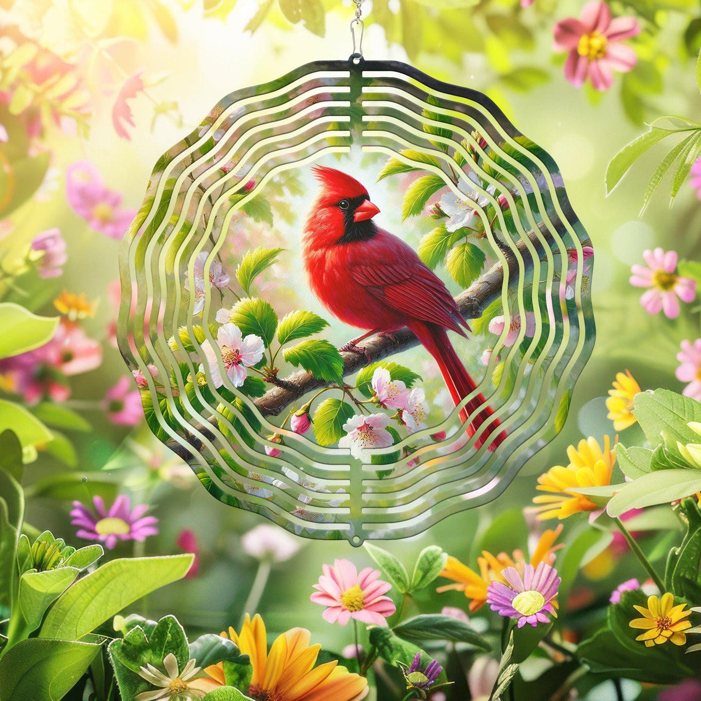 Red Cardinal Bird Spring Wind Spinner VTM930WS