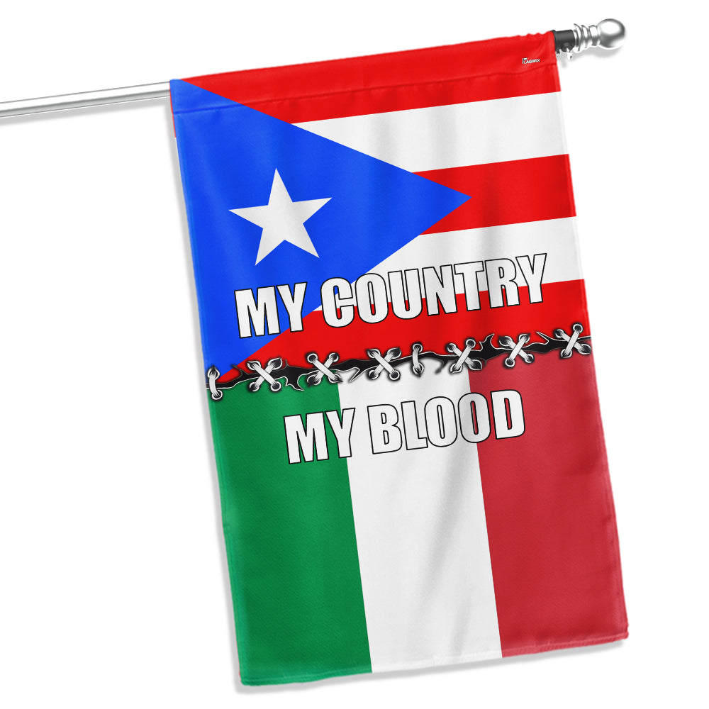 Italian and Puerto Rican My Country My Blood Flag VTM1226NTH