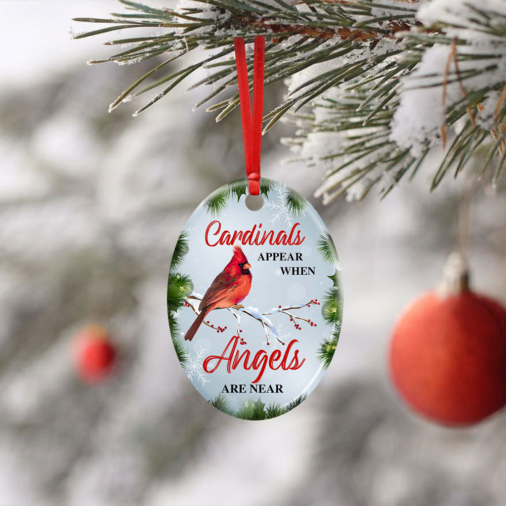 Cardinal Christmas Ornament, Sympathy Christmas Gift, Memorial Ornament, Cardinals Appear When Angels Are Near, Memorial Gifts For The Loss Of A Loved One - Christmas Decorations, Ceramic Ornament LHA1134O