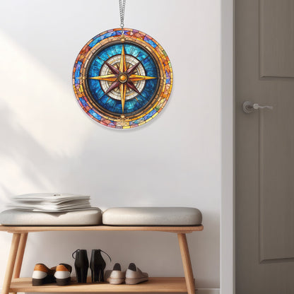 Nautical Compass Acrylic Suncatcher Window Hanging VTM733PN
