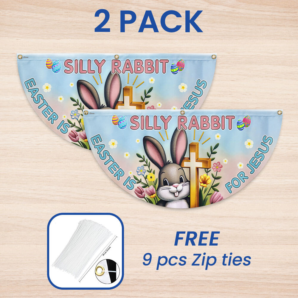 Bunny Easter Day Silly Rabbit Easter is for Jesus Non-Pleated Fan Flag MLN2629FL