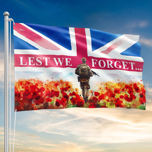 Lest We Forget UK Armed Forces Day Veteran Grommet Flag VTM1187NGT