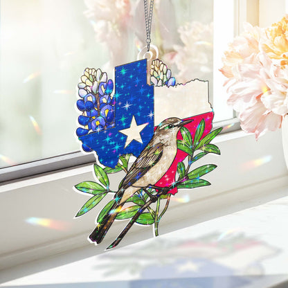 Texas Northern Mockingbird Hologram Window Hanging VTM1527NGT