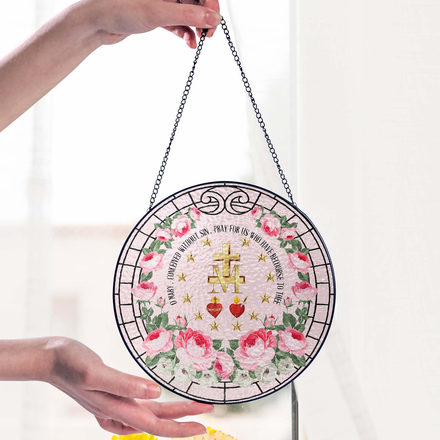 Marian Catholic Virgin Mary Religious Stained Glass Suncatcher TQN5700TDH