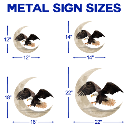 Bald Eagle On The Moon Hanging Metal Sign QNK1005MSv15a