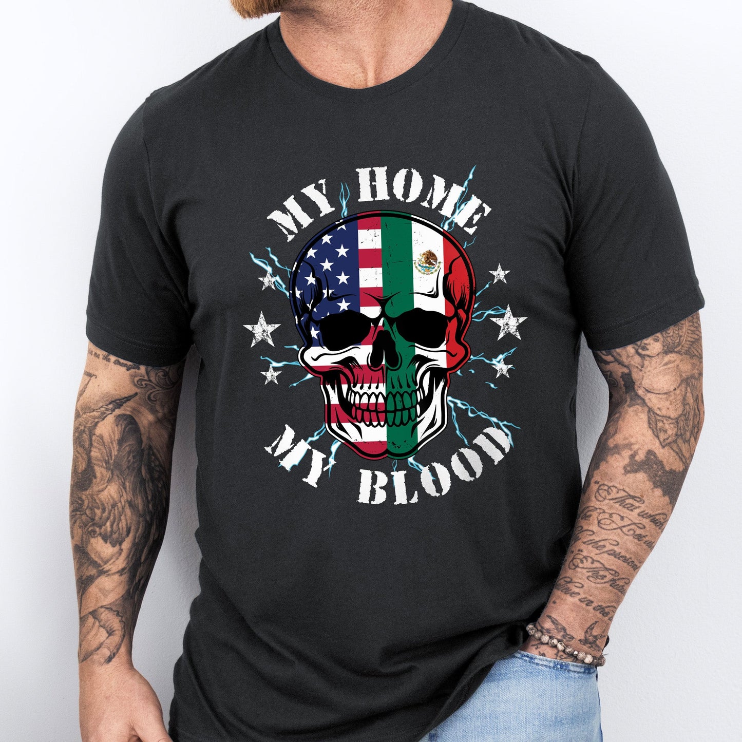 Mexico America, My Home My Blood, Mexican American T-Shirt TPT2635NTH