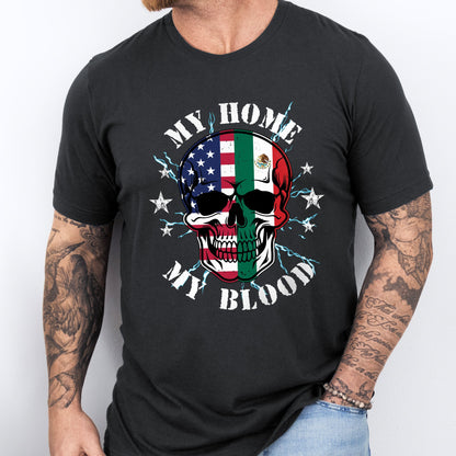 Mexico America, My Home My Blood, Mexican American T-Shirt TPT2635NTH