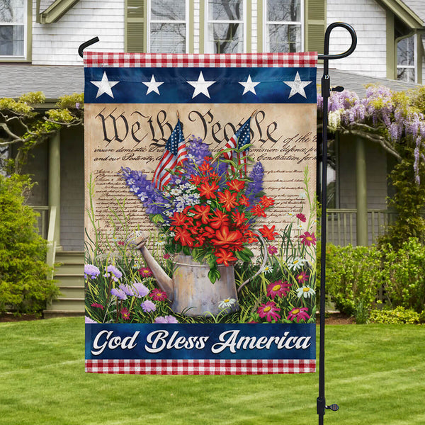 Flagwix American Flag - God Bless America Patriotic Flowers Happy 4th of july Flag MLN3254F