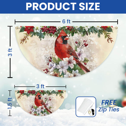 Cardinal Bird Winter Christmas Non-Pleated Fan Flag TQN3959FL