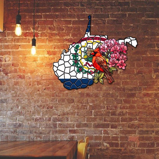 West Virginia Cardinal and Rhododendron Flower Metal Sign TPT1035MSv6