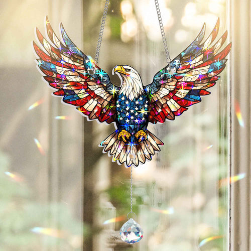 Patriotic Eagle Hologram Window Hanging TQN5514DNV
