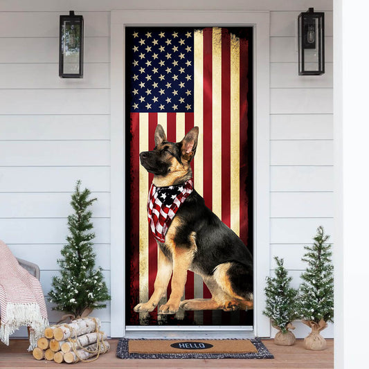 Beautiful German Shepherd Wrapped in Glory Door Cover