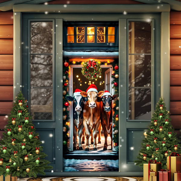 Cow Cattle Farm Christmas Door Cover MLN4411D