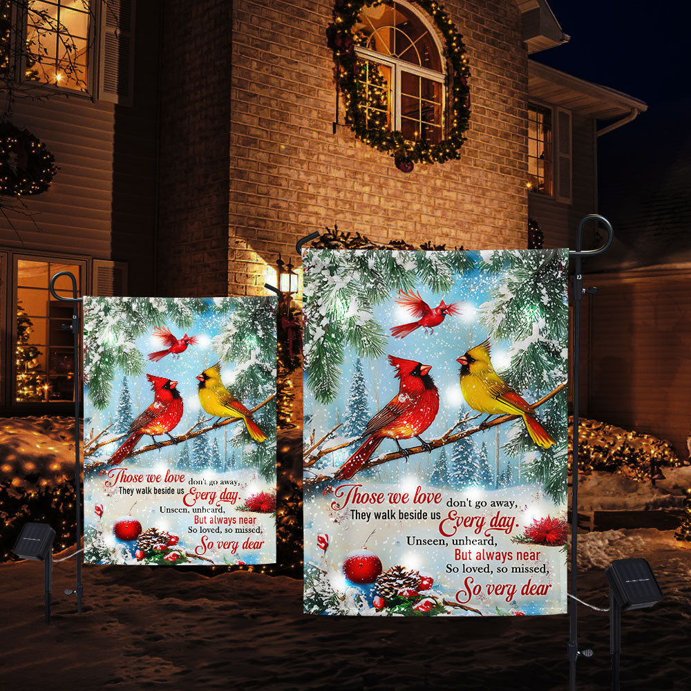Cardinals Those We Love Don't Go Away Christmas Cardinals Solar Led Garden Flag TPT2307SF 3-Day Shipping