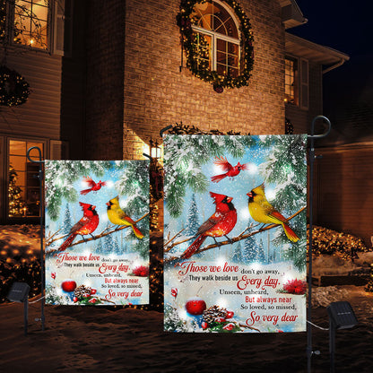 Cardinals Those We Love Don't Go Away Christmas Cardinals Solar Led Garden Flag TPT2307SF 3-Day Shipping