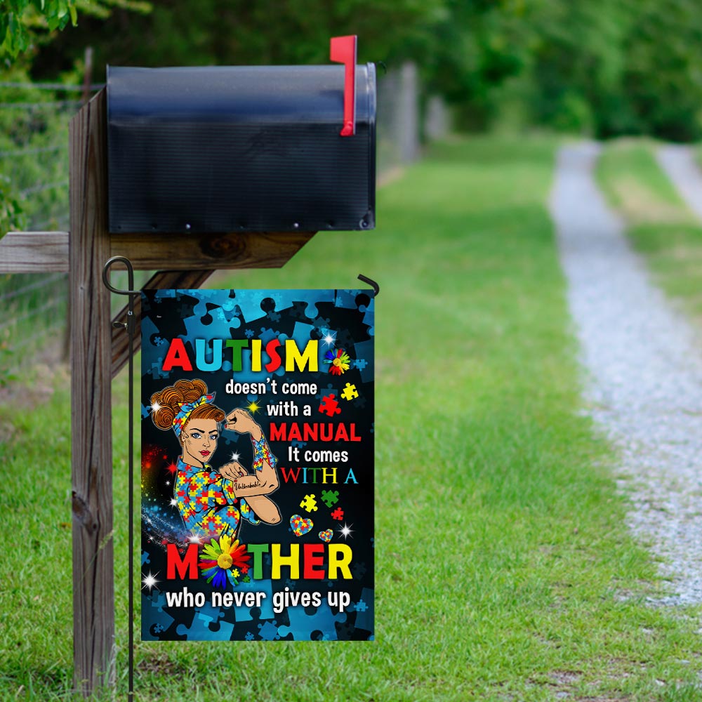 Autism Mom Never Gives Up Flag