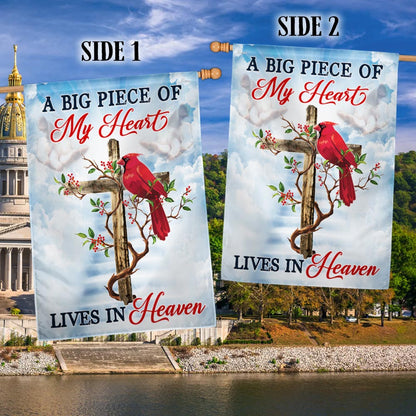 Cardinal A Big Piece Of My Heart Lives In Heaven Flag MLN1622F