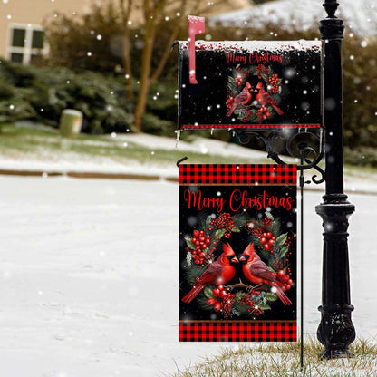 Cardinal Merry Christmas Garden Flag &amp; Mailbox Cover TQN1811MF