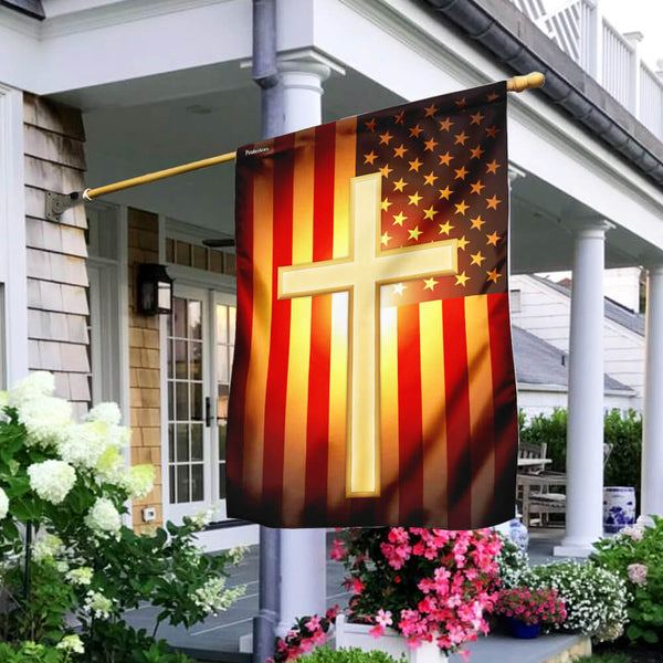 Christian Cross American US Flag
