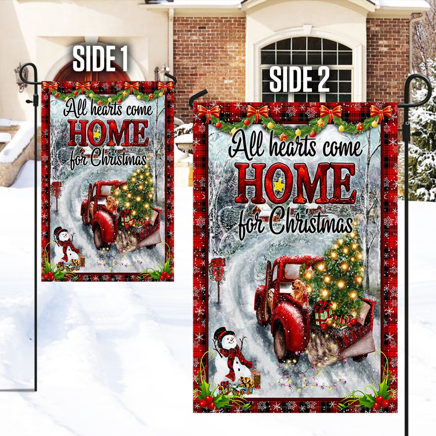 All Hearts Come Home For Christmas Garden Flag &amp; Mailbox Cover BNN600MF