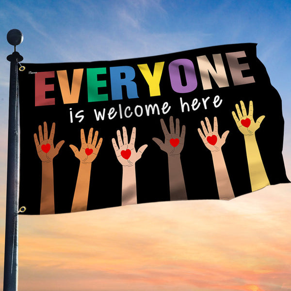 Everyone Is Welcome Here Inclusion and Equality Grommet Flag MLN5577TTH