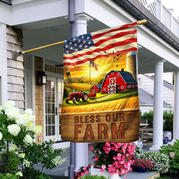 American Flag | Bless Our Farm, Tractor Farm Life Patriotic Flag