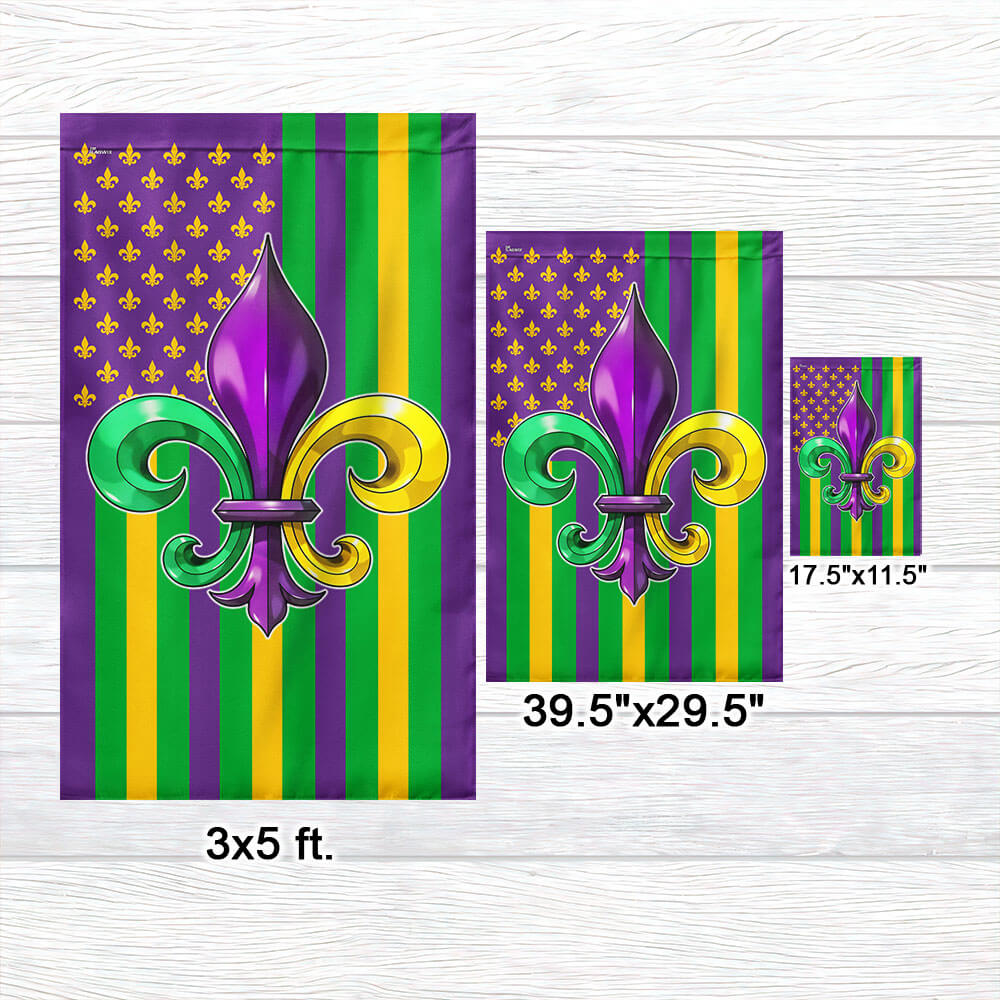 Mardi Gras Fleur De Lis American Flag TPT2633F