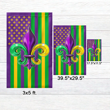 Mardi Gras Fleur De Lis American Flag TPT2633F