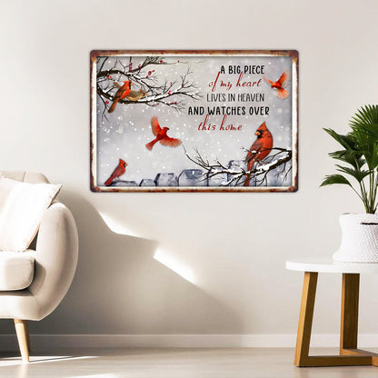 Cardinal Hanging Metal Sign A Big Piece Of My Heart Lives In Heaven MLH2191MS