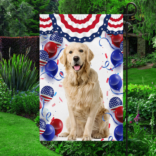 Flagwix American Flag - Patriotic Golden Retriever Dog 4th Of july Independence Day Flag TQN1298Fv1