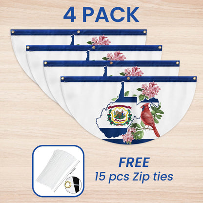 Cardinal and Rhododendron Flower, West Virginia Non-Pleated Fan Flag TPT1858FL