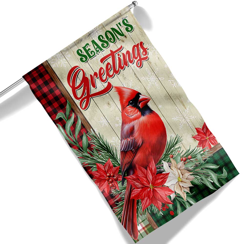 Cardinal Season's Greetings Winter Christmas Flag TQN1928F