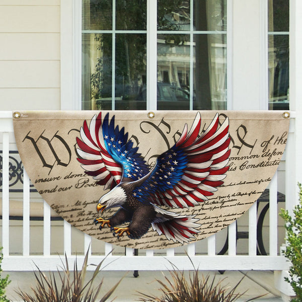 Flagwix American Flag - Patriotic Eagle We The People American Non-Pleated Fan Flag TQN2928FL