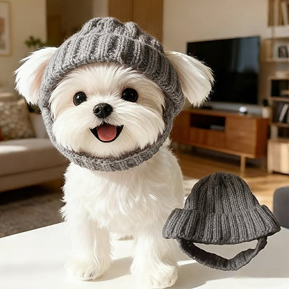 🔥LAST DAY 49% OFF - 🐾Red Wool Knit Dog Beanie with Ear Flaps – Warm Winter Hat