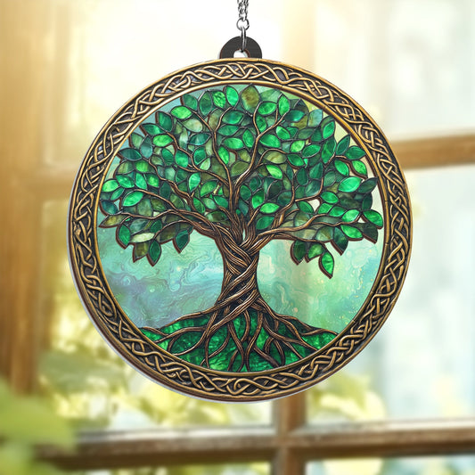 Celtic Tree of Life Irish 2 Layered Hanging Suncatcher TQN4009WH