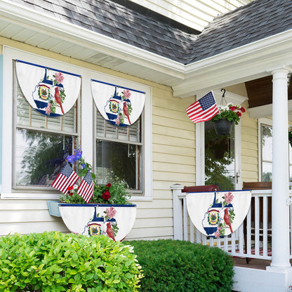 Cardinal and Rhododendron Flower, West Virginia Non-Pleated Fan Flag TPT1858FL
