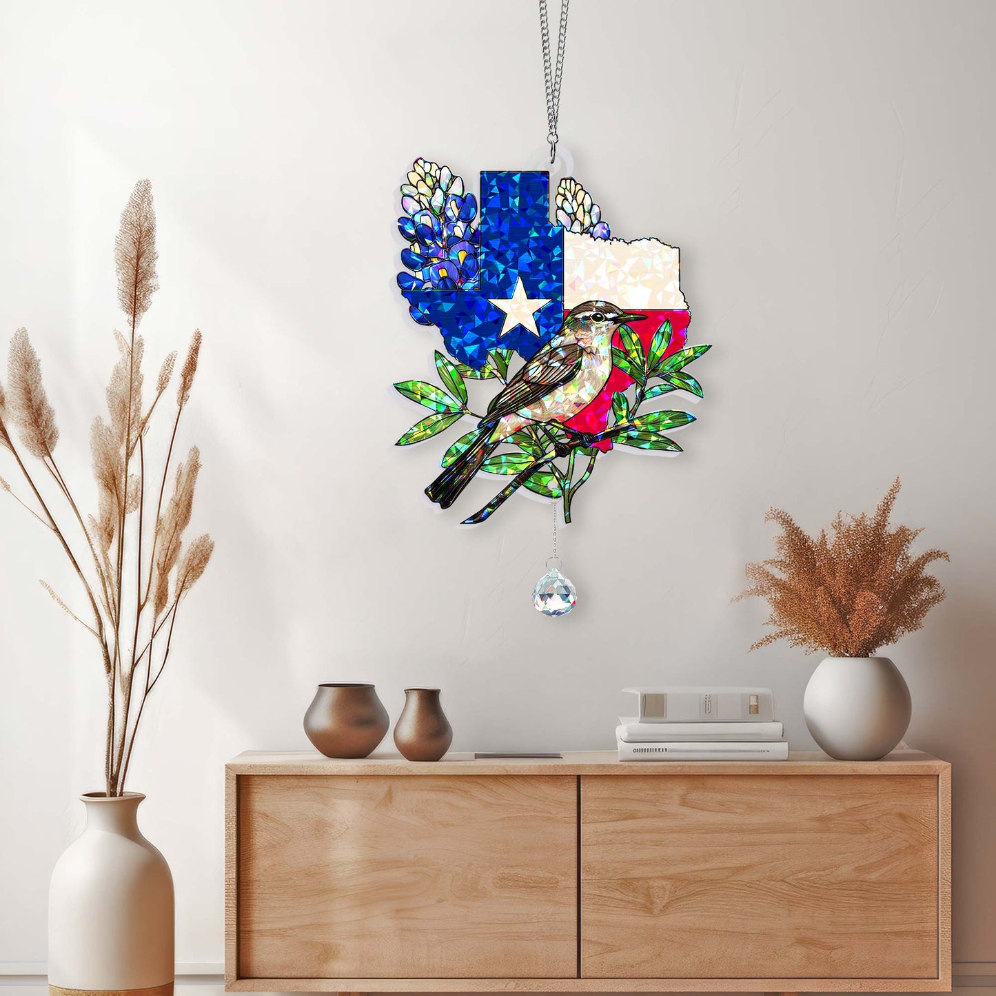 Texas Northern Mockingbird Hologram Window Hanging VTM1527NGT