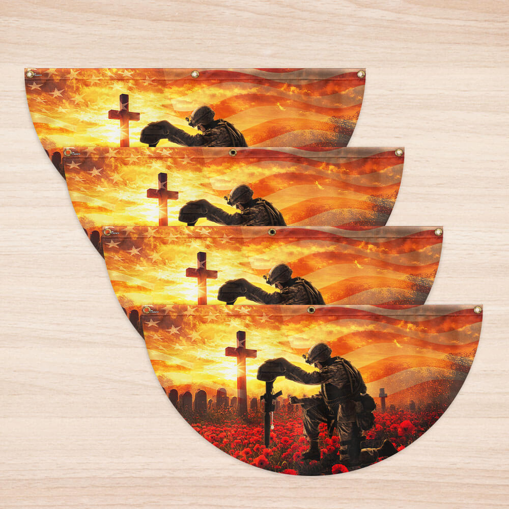 Memorial Day Honors Fallen Veterans Military Patriotic Non-Pleated Fan Flag TQN5262TNB