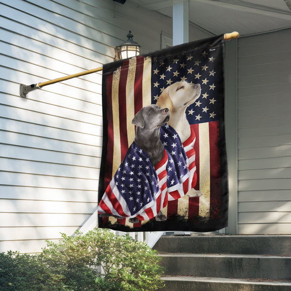 Flagwix American Flag - Patriotic Yellow Labrador and Silver Labrador 4th of july American Flag TPT2774NTH