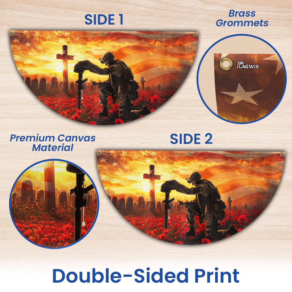 Memorial Day Honors Fallen Veterans Military Patriotic Non-Pleated Fan Flag TQN5262TNB