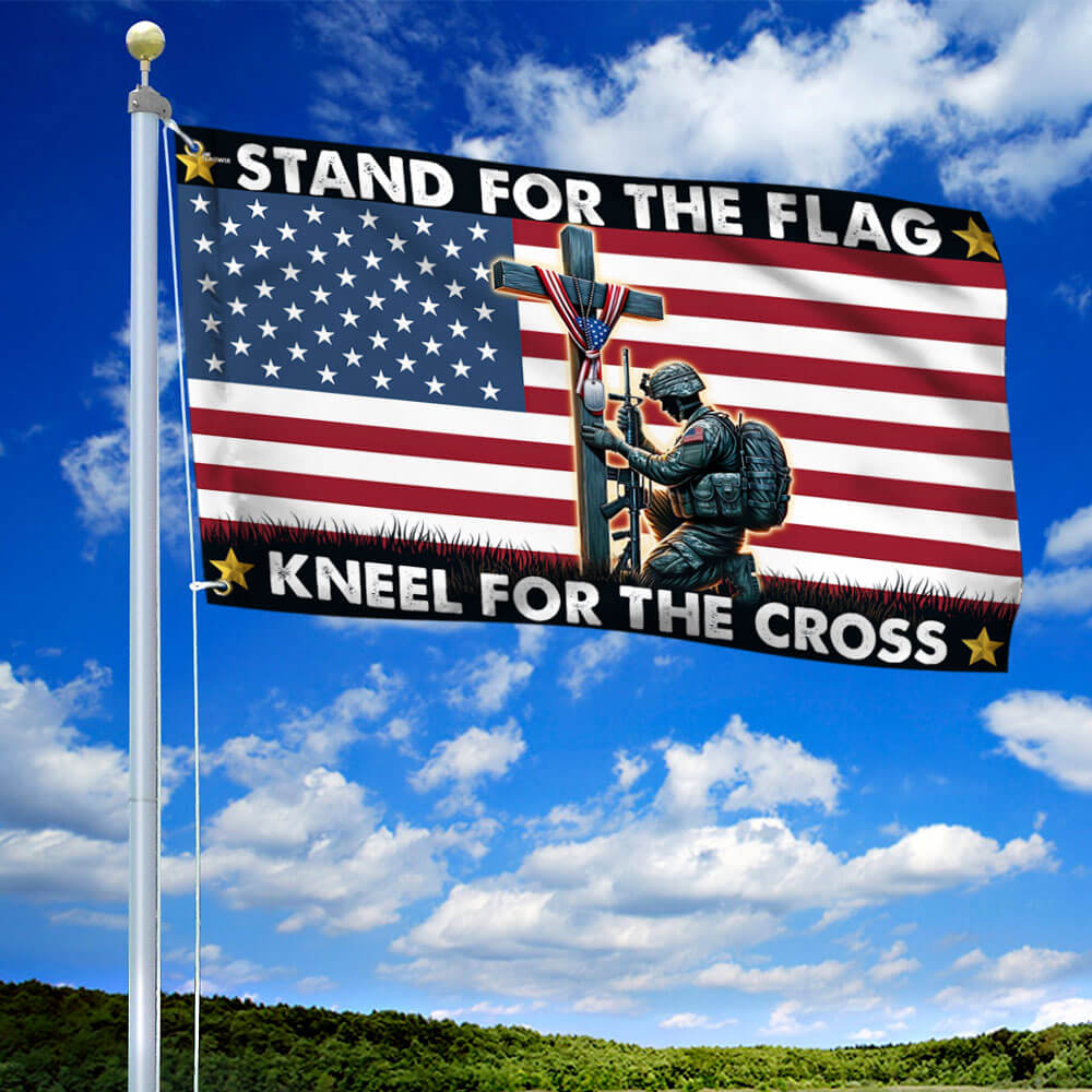 Stand For The Flag, Veteran Christian Cross Memorial Day Flag TPT2692TNB