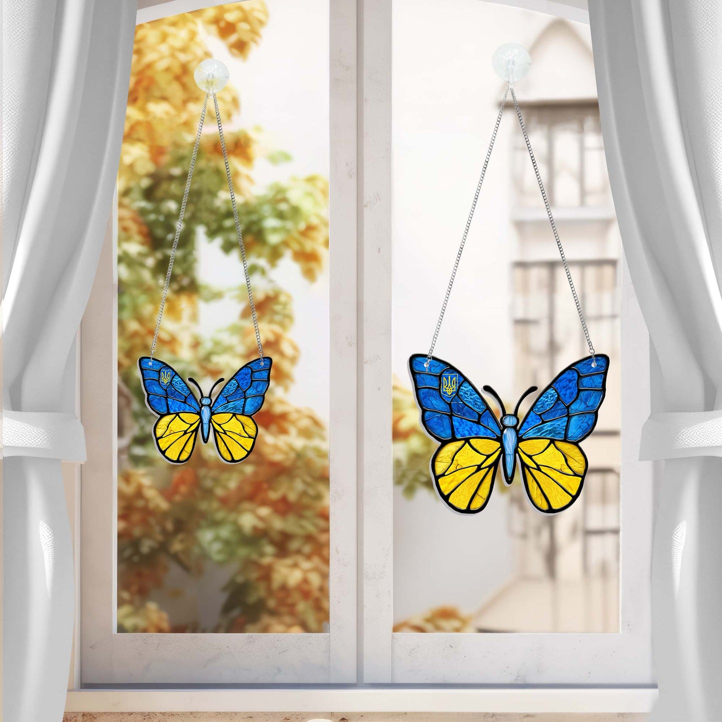 Stand With Ukraine Butterfly Blue Yellow Acrylic Suncatcher Hanging Sign TQN4932LTH