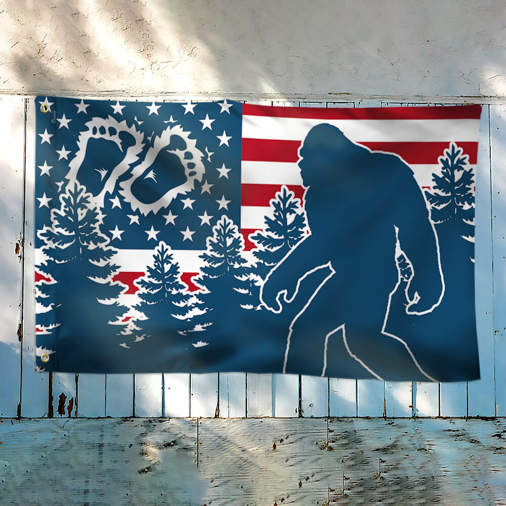 Bigfoot Sasquatch Grommet Flag Forest NNT23GF