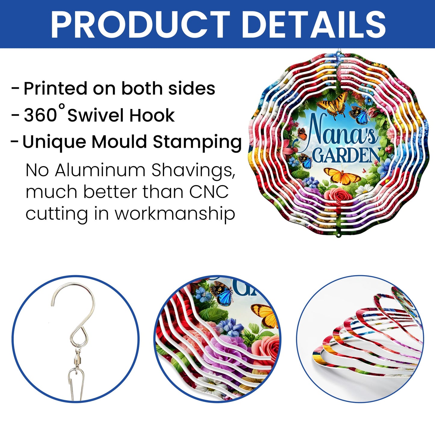 Nana's Garden Butterfly Flowers Wind Spinner MLN5034PMN