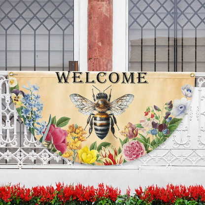 Bee Flowers Welcome Summer Non Pleated Fan Flag TQN5389NTH