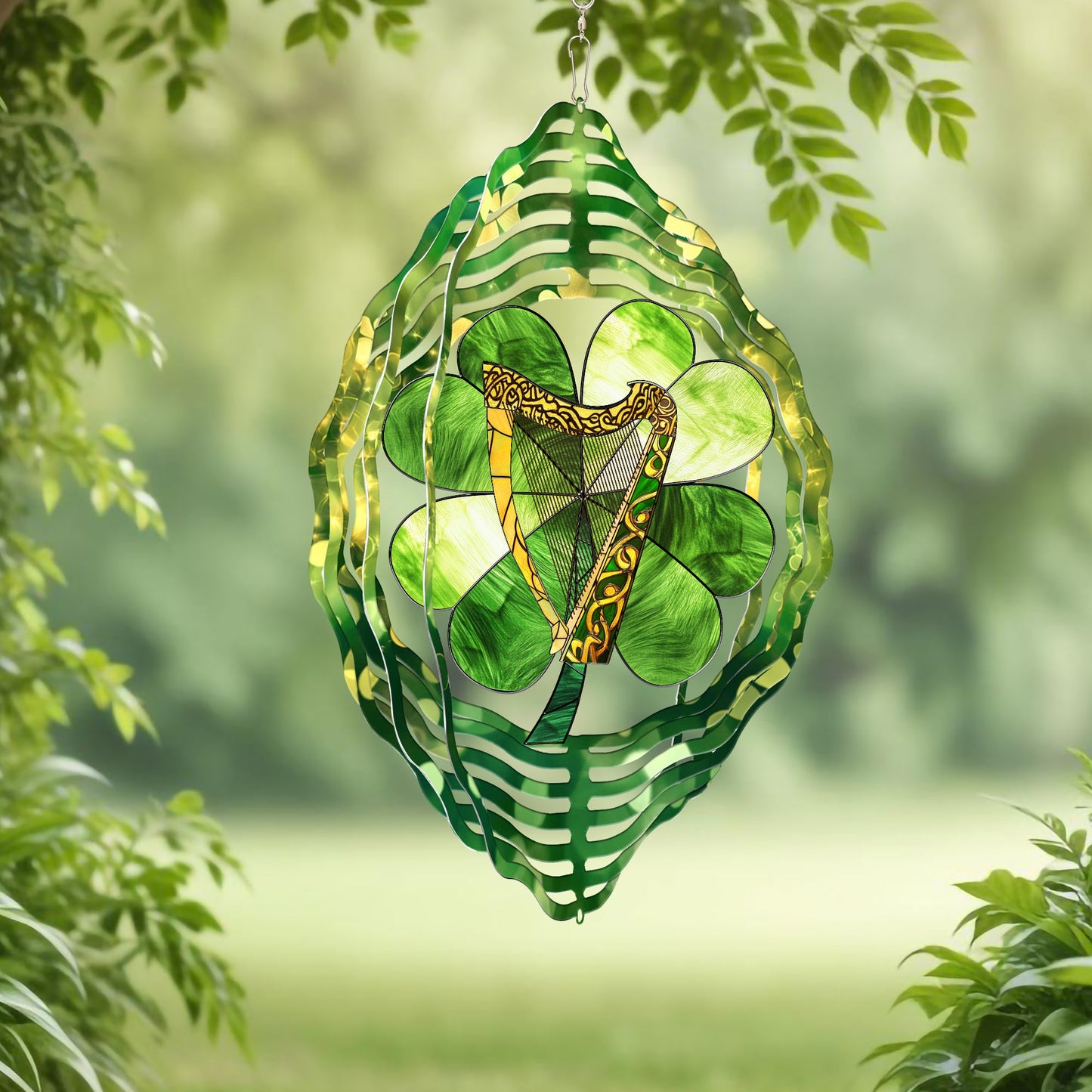 Irish Harp And Shamrocks St. Patrick's Day Wind Spinner VTM1054NGT