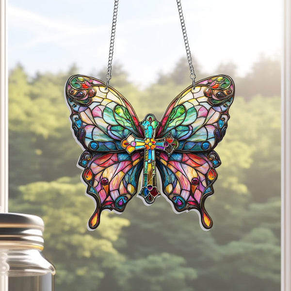Christian Butterfly Acrylic Suncatcher Hanging TPT2589NTH