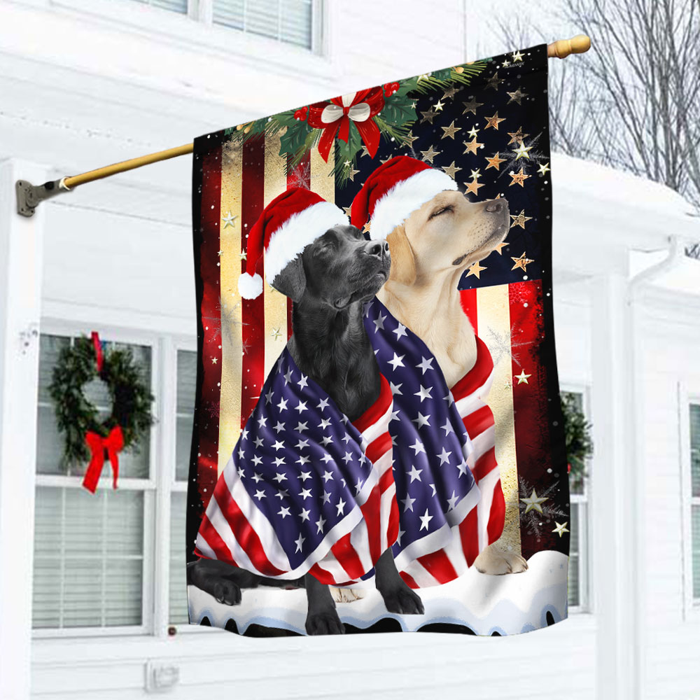 Black And Yellow Labrador Retrievers Flag Merry Christmas BNL285Fv18